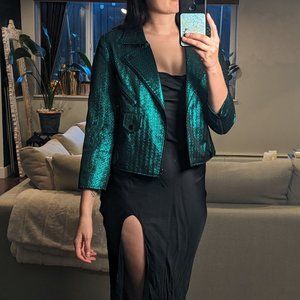 Mossman green metallic moto jacket